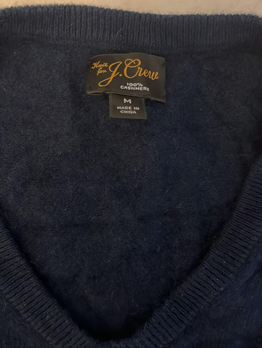 J. Crew Men's V-Neck Cashmere Sweater - Navy Blue ,Used